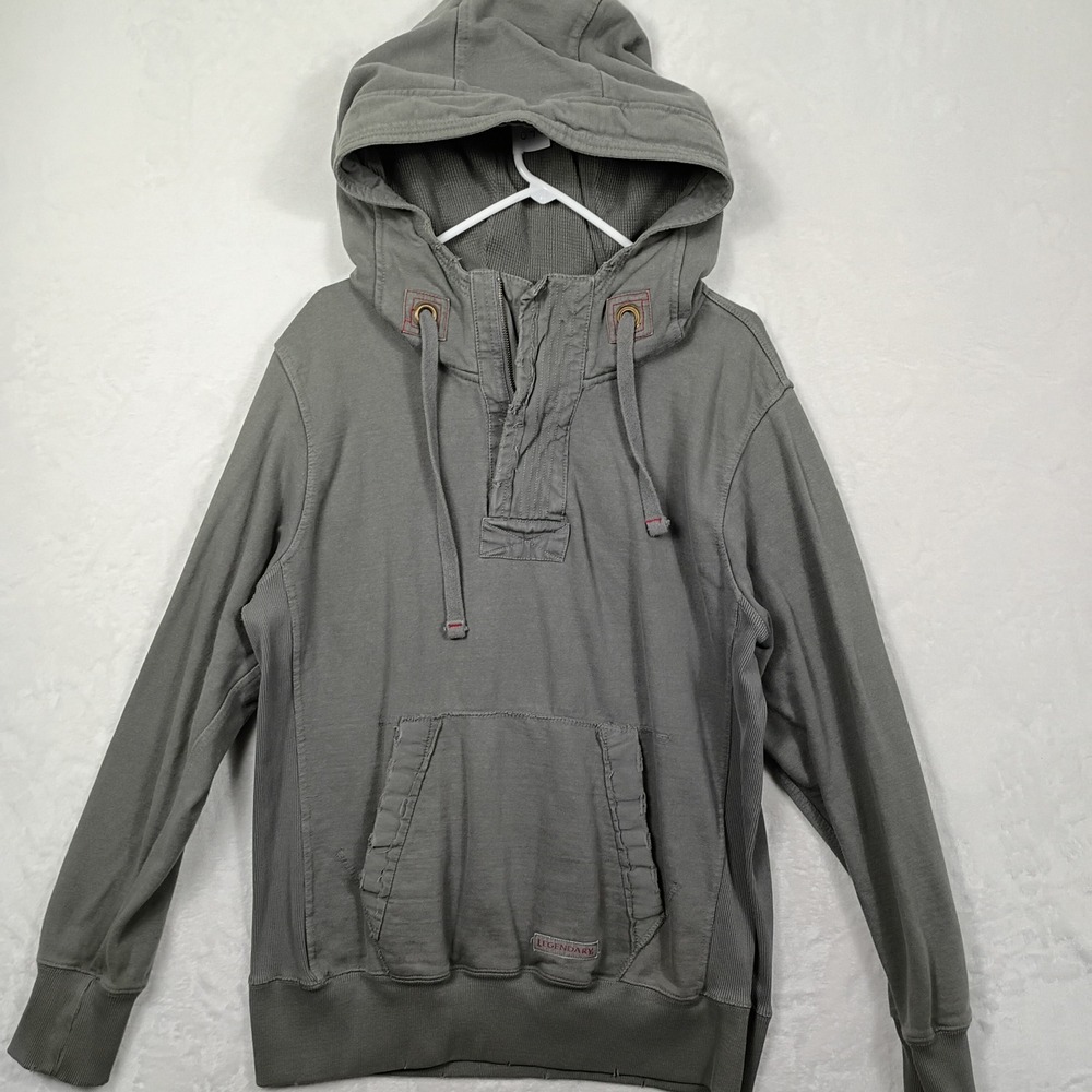 Legendary Whitetails Hoodie Mens M Green Quarter Zip Distressed Gorpcore Outdoor